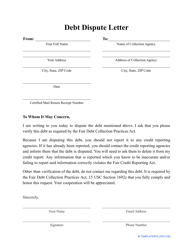 Document preview: Debt Dispute Letter Template