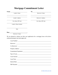 Document preview: Mortgage Commitment Letter Template