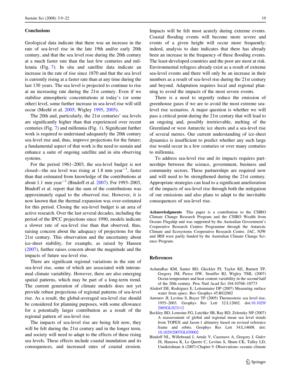 Understanding Global Sea Levels: Past, Present and Future - John a. Church, Neil J. White, Thorkild Aarup, W. Stanley Wilson, Philip L. Woodworth, Catia M. Domingues, John R. Hunter, Kurt Lambeck, Page 11