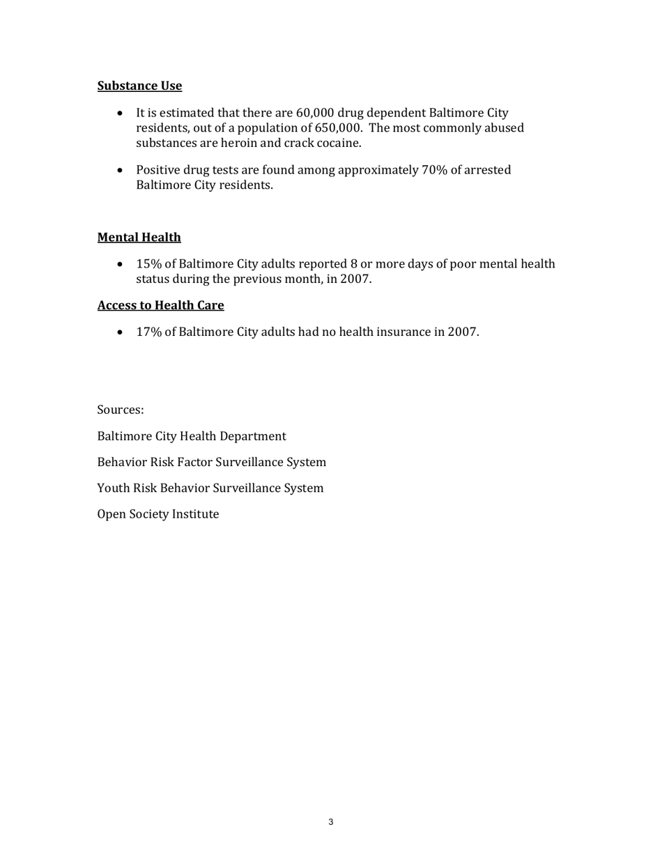 Health Disparities in Baltimore City: Is Geography Destiny? - Johns Hopkins, Urban Health Institute, Page 3