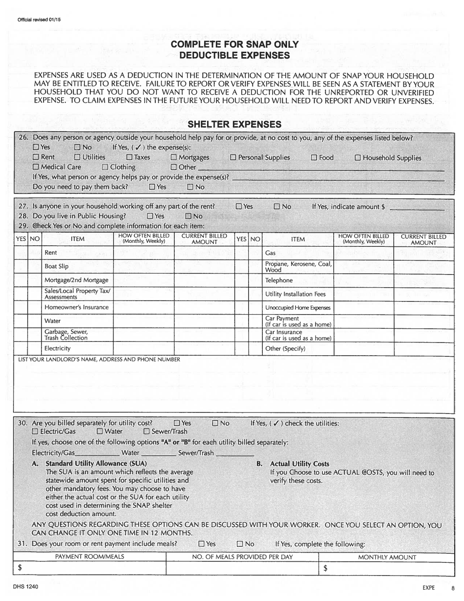 Form DHS1240 Application for Financial and Snap Assistance - Hawaii, Page 11