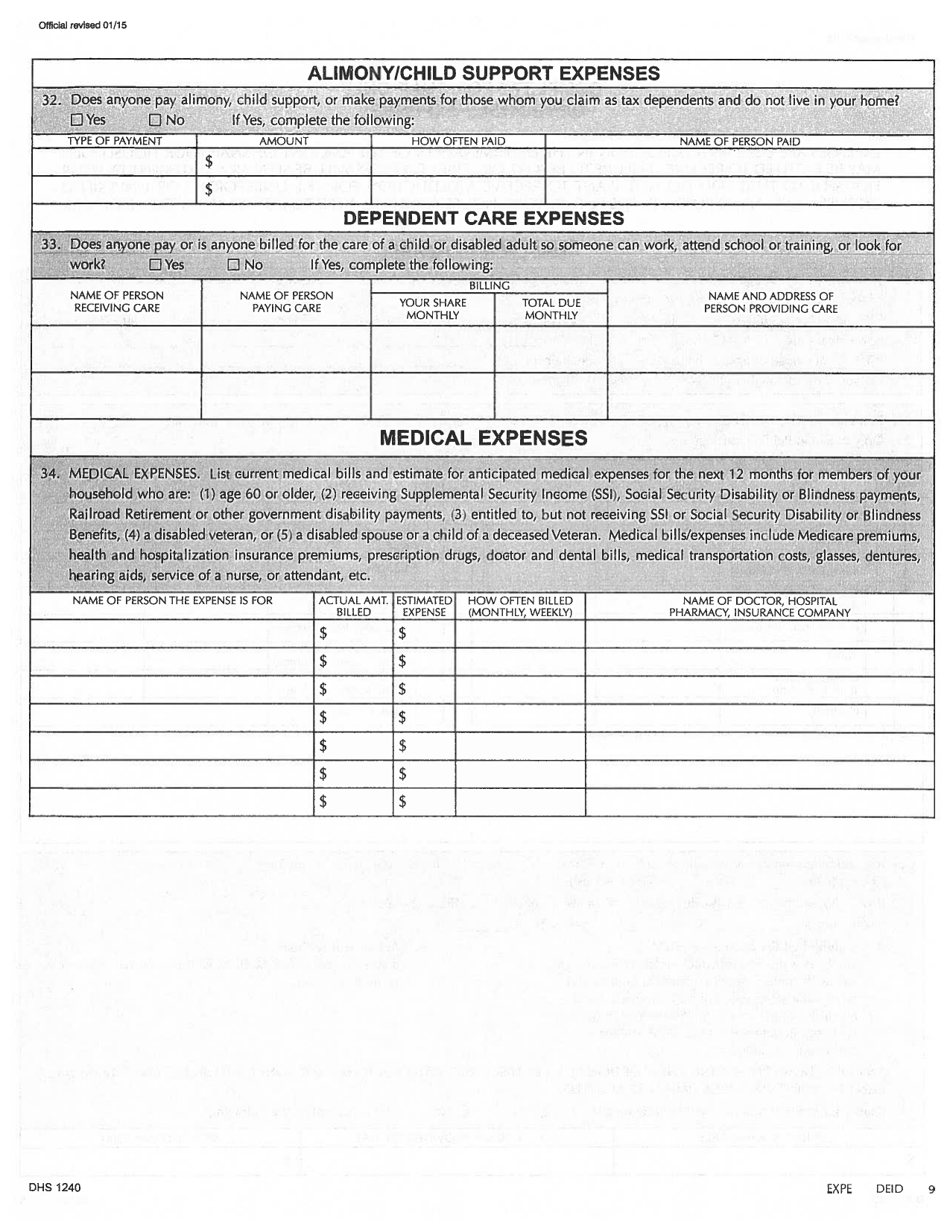 Form DHS1240 Application for Financial and Snap Assistance - Hawaii, Page 12