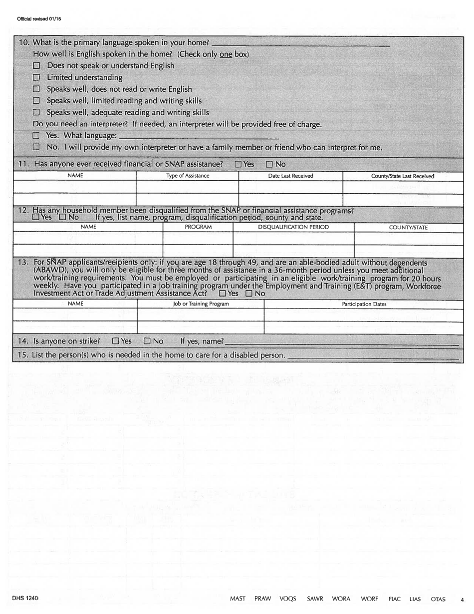 Form DHS1240 Application for Financial and Snap Assistance - Hawaii, Page 7