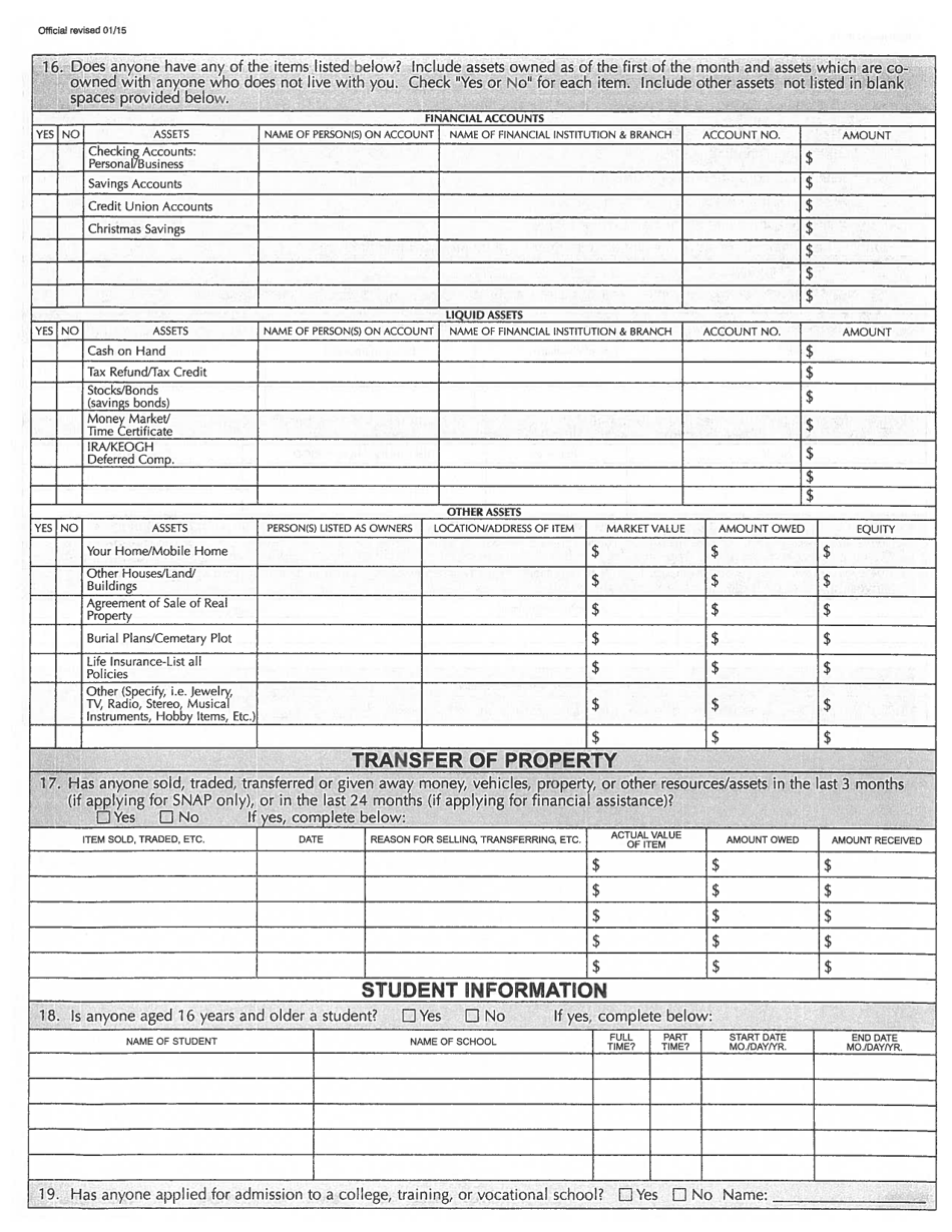 Form DHS1240 Application for Financial and Snap Assistance - Hawaii, Page 8