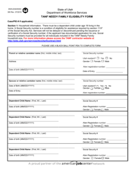 Document preview: Form DWS-ESD/WDD 300 TANF Needy Family Eligibility Form - Utah