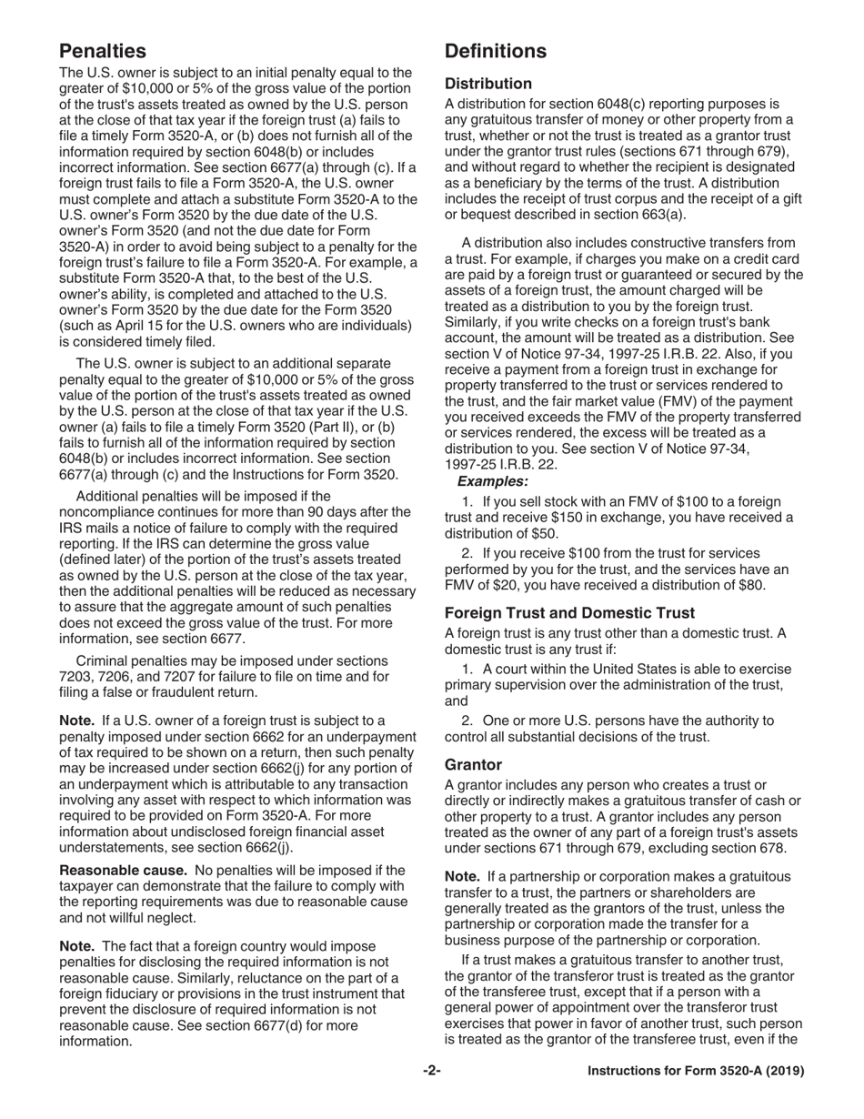 Instructions for IRS Form 3520-A Annual Information Return of Foreign Trust With a U.S. Owner, Page 2