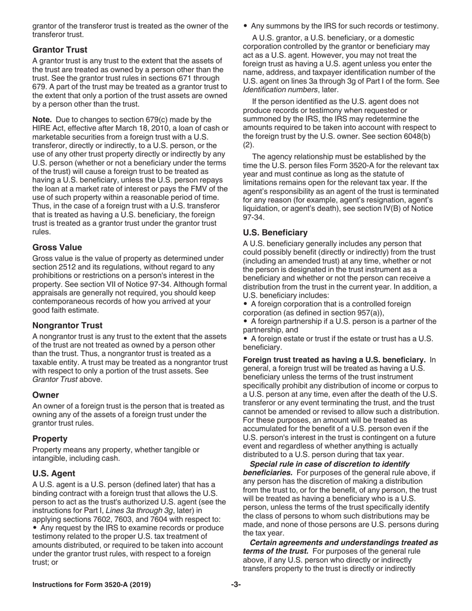 Instructions for IRS Form 3520-A Annual Information Return of Foreign Trust With a U.S. Owner, Page 3