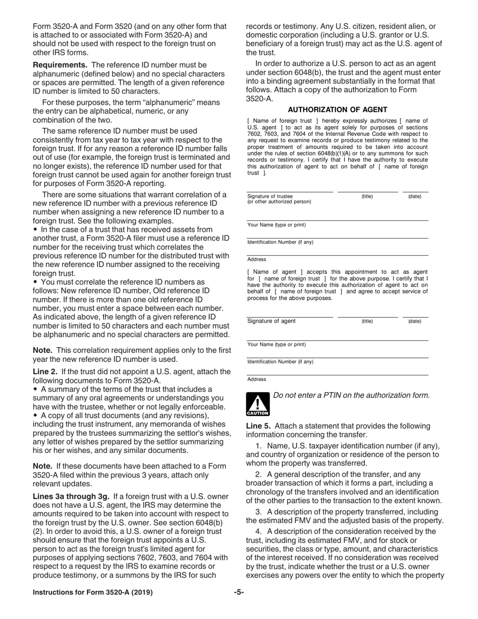 Instructions for IRS Form 3520-A Annual Information Return of Foreign Trust With a U.S. Owner, Page 5