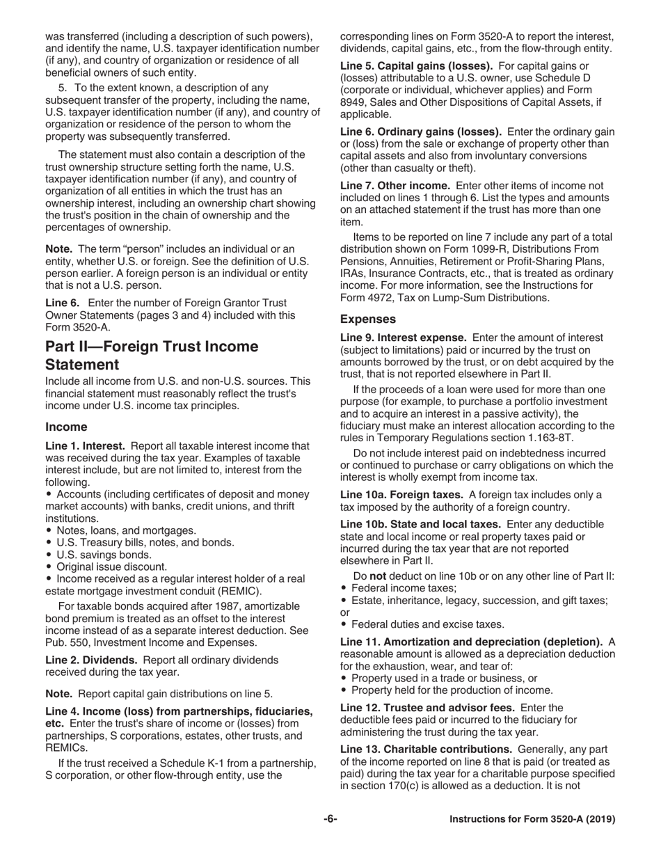 Instructions for IRS Form 3520-A Annual Information Return of Foreign Trust With a U.S. Owner, Page 6