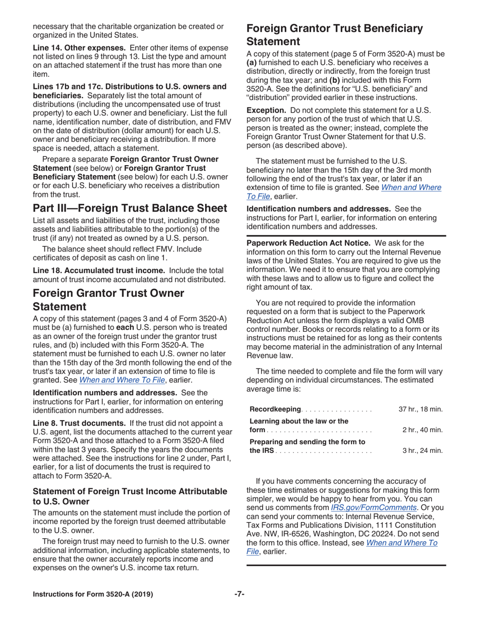 Instructions for IRS Form 3520-A Annual Information Return of Foreign Trust With a U.S. Owner, Page 7