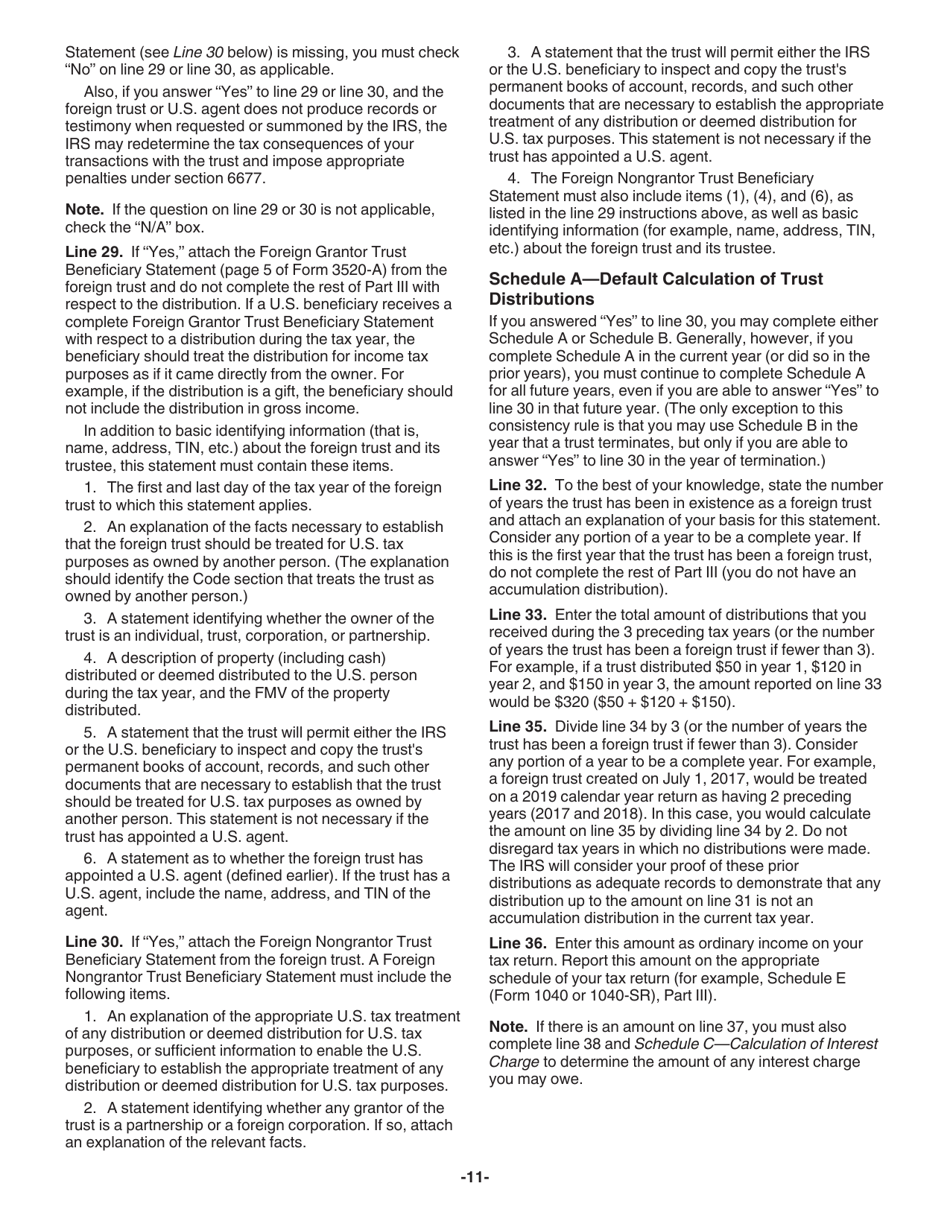 Instructions for IRS Form 3520 Annual Return to Report Transactions With Foreign Trusts and Receipt of Certain Foreign Gifts, Page 11