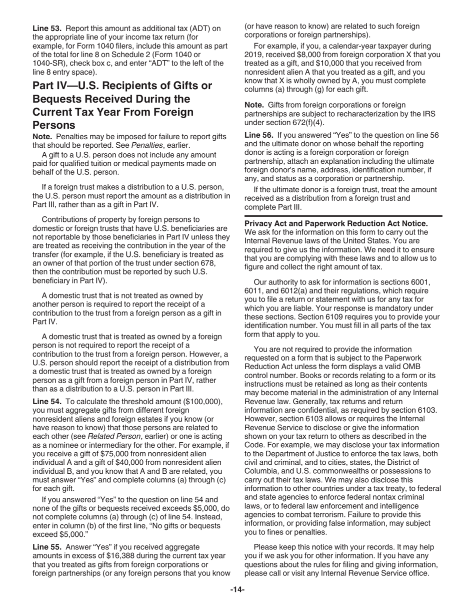 Instructions for IRS Form 3520 Annual Return to Report Transactions With Foreign Trusts and Receipt of Certain Foreign Gifts, Page 14