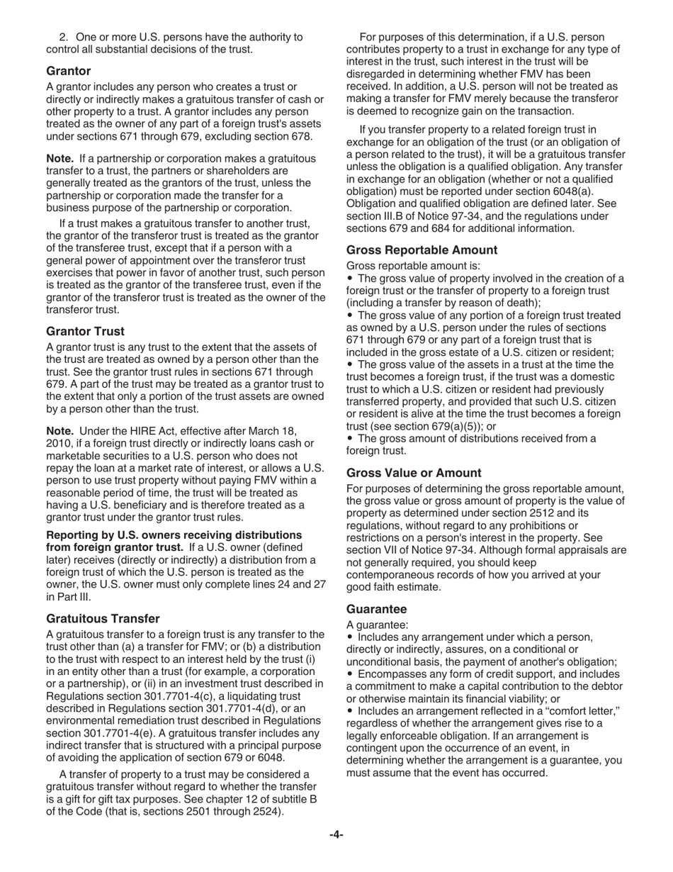 Instructions for IRS Form 3520 Annual Return to Report Transactions With Foreign Trusts and Receipt of Certain Foreign Gifts, Page 4