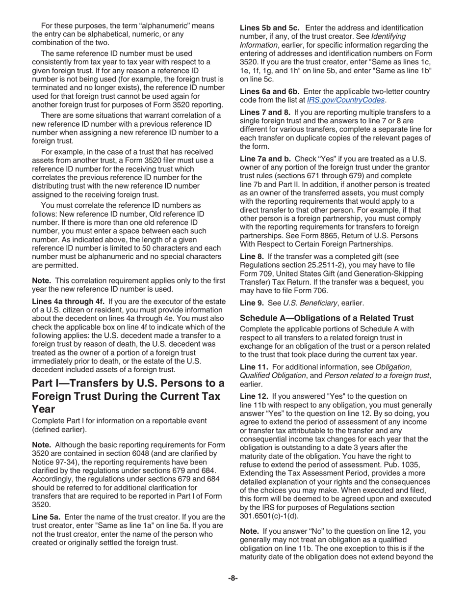 Instructions for IRS Form 3520 Annual Return to Report Transactions With Foreign Trusts and Receipt of Certain Foreign Gifts, Page 8