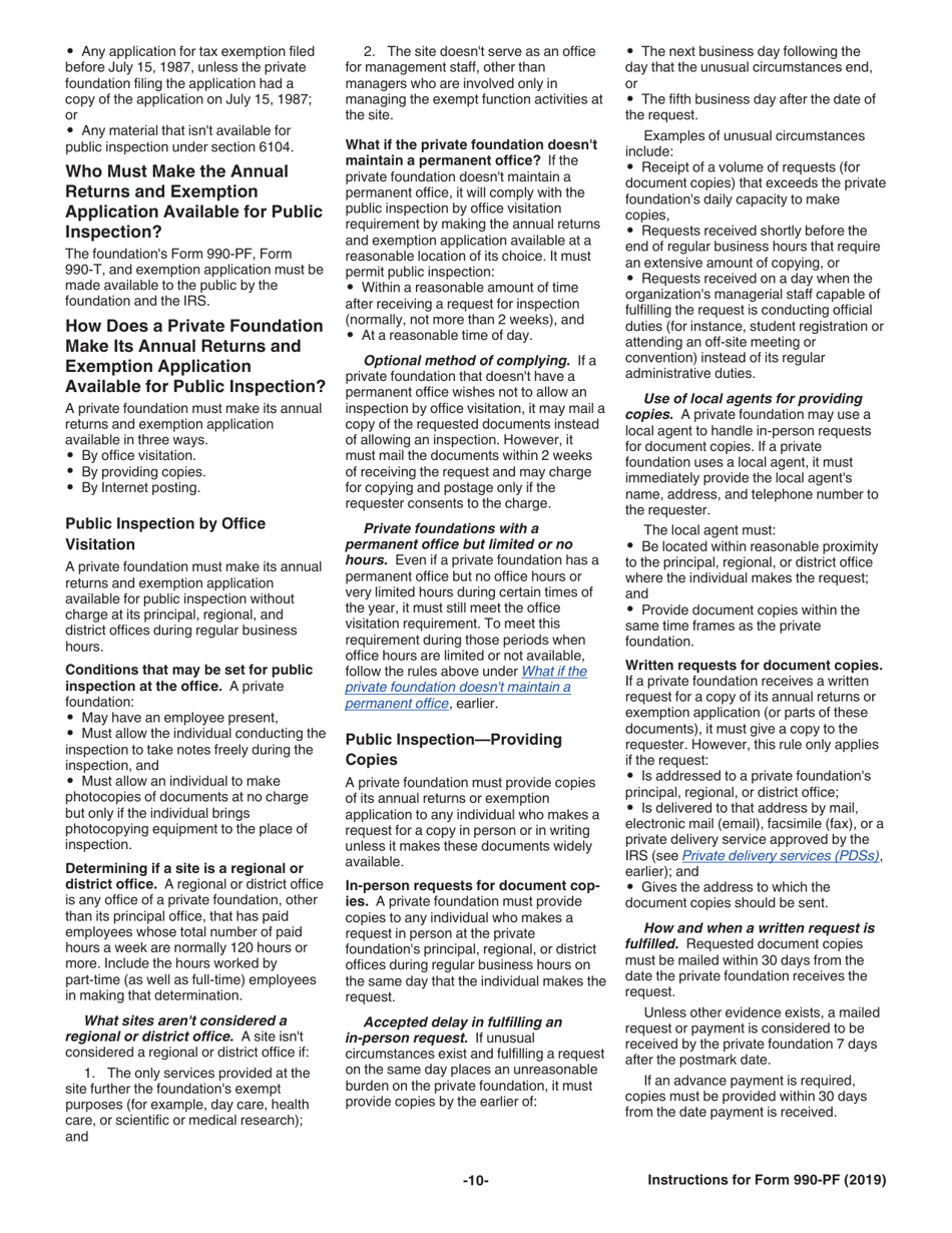 Instructions for IRS Form 990-PF Return of Private Foundation or Section 4947(A)(1) Nonexempt Charitable Trust Treated as a Private Foundation, Page 10