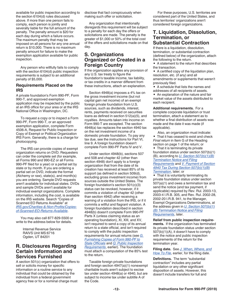 Instructions for IRS Form 990-PF Return of Private Foundation or Section 4947(A)(1) Nonexempt Charitable Trust Treated as a Private Foundation, Page 12