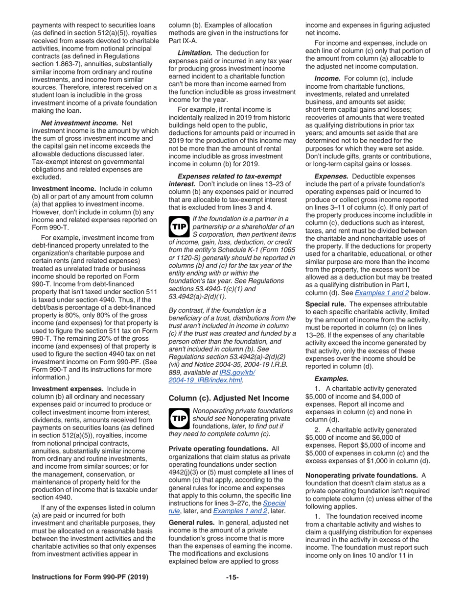 Instructions for IRS Form 990-PF Return of Private Foundation or Section 4947(A)(1) Nonexempt Charitable Trust Treated as a Private Foundation, Page 15