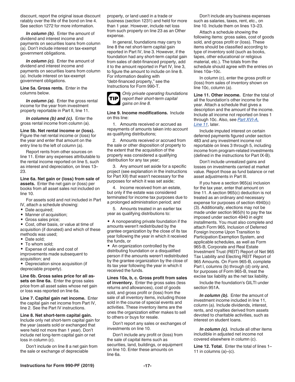 Instructions for IRS Form 990-PF Return of Private Foundation or Section 4947(A)(1) Nonexempt Charitable Trust Treated as a Private Foundation, Page 17