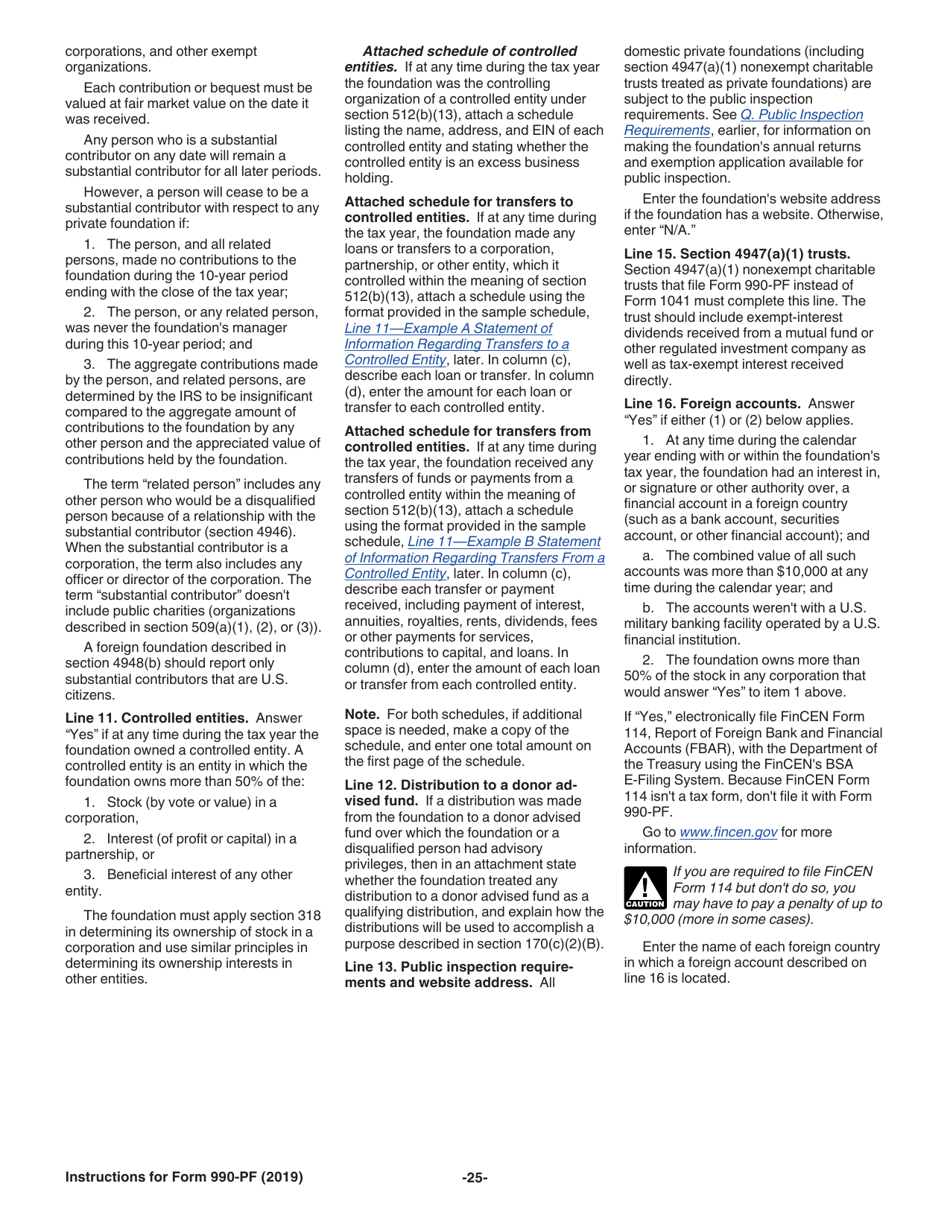 Instructions for IRS Form 990-PF Return of Private Foundation or Section 4947(A)(1) Nonexempt Charitable Trust Treated as a Private Foundation, Page 25