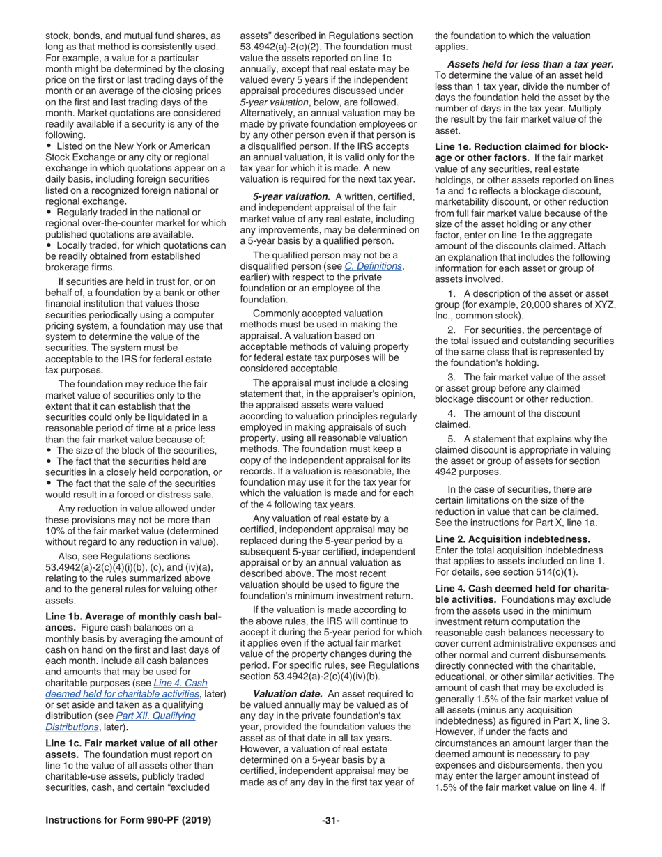 Instructions for IRS Form 990-PF Return of Private Foundation or Section 4947(A)(1) Nonexempt Charitable Trust Treated as a Private Foundation, Page 31