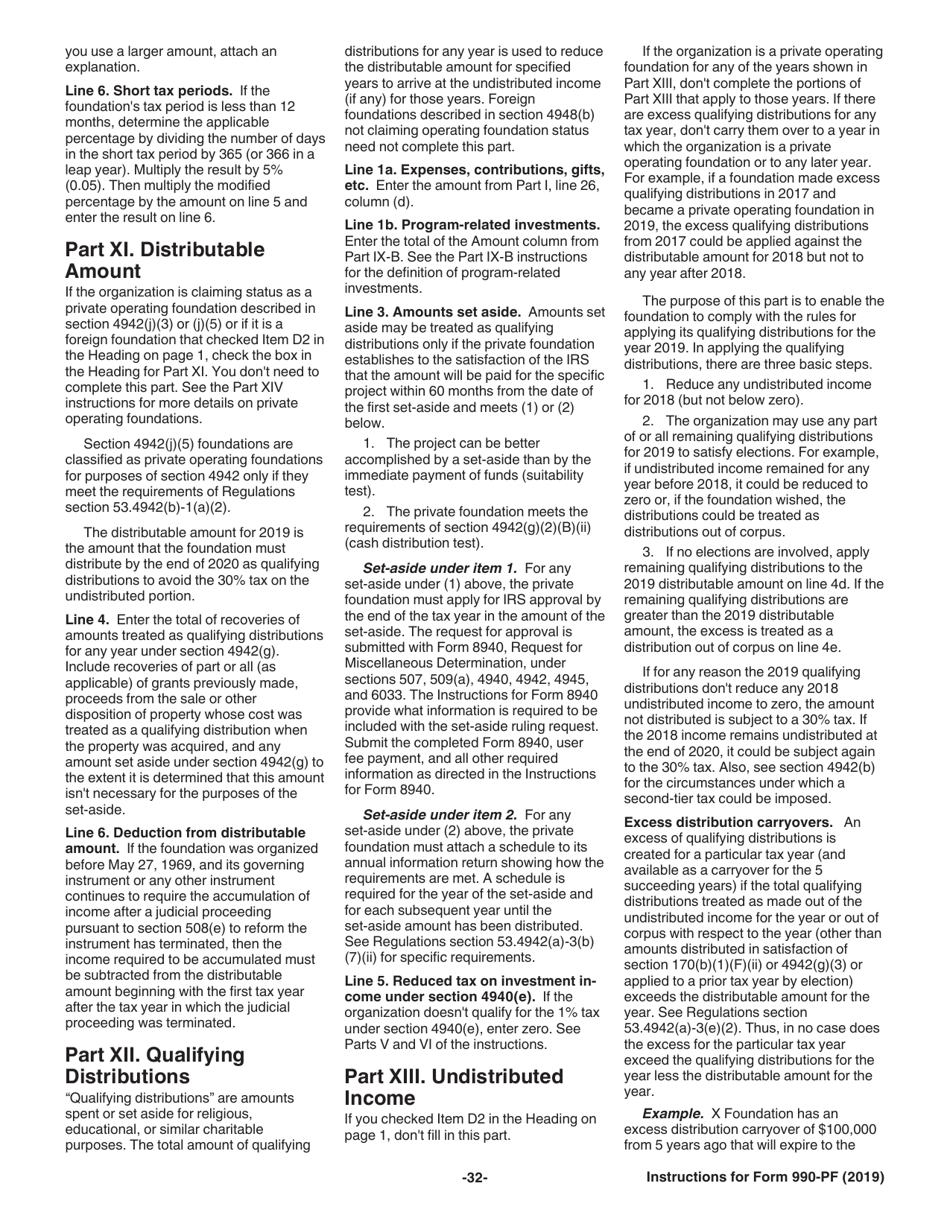 Instructions for IRS Form 990-PF Return of Private Foundation or Section 4947(A)(1) Nonexempt Charitable Trust Treated as a Private Foundation, Page 32