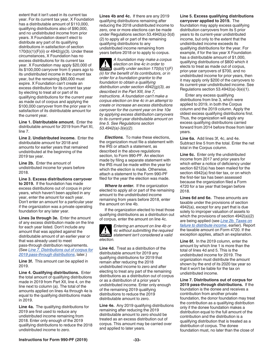 Instructions for IRS Form 990-PF Return of Private Foundation or Section 4947(A)(1) Nonexempt Charitable Trust Treated as a Private Foundation, Page 33