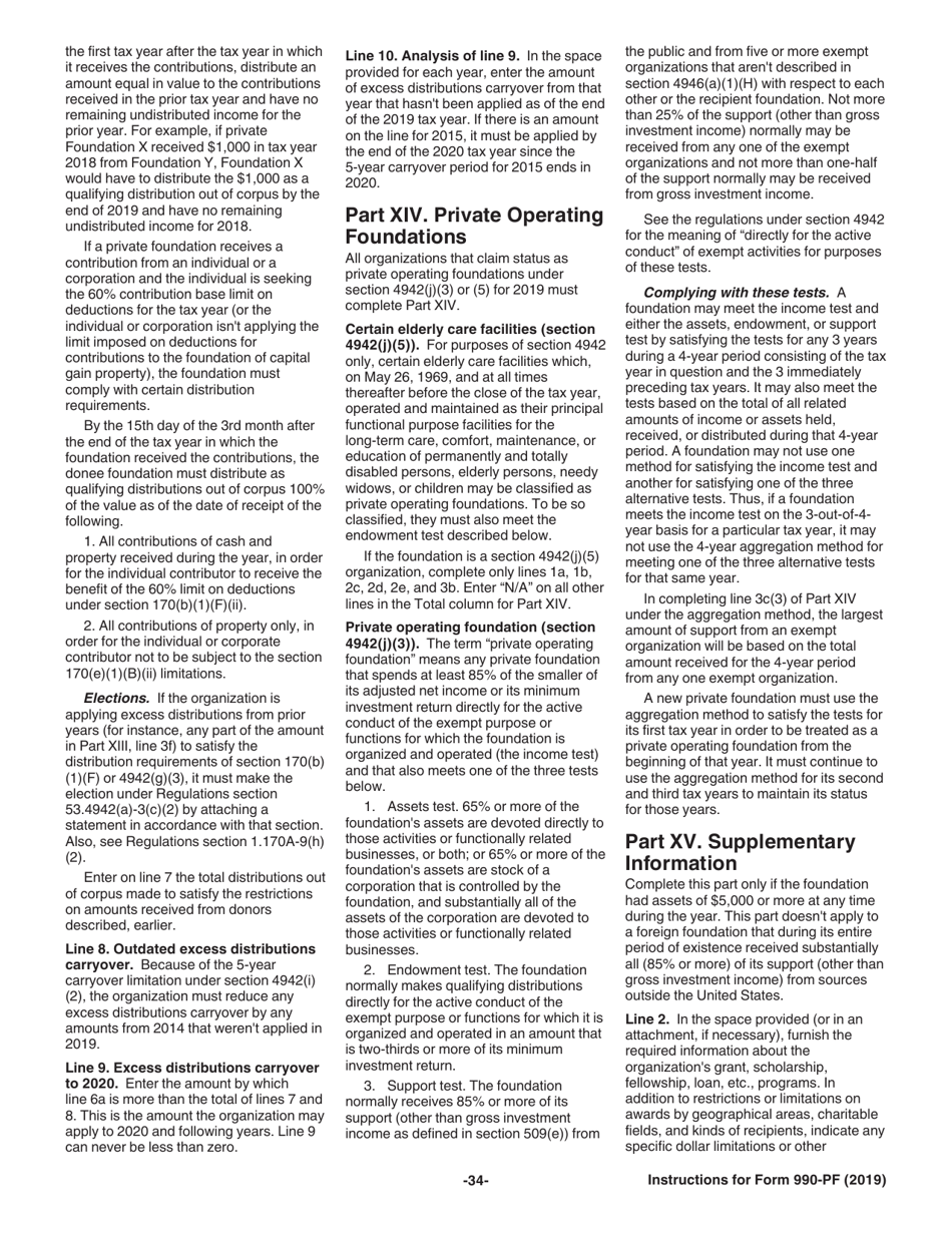 Instructions for IRS Form 990-PF Return of Private Foundation or Section 4947(A)(1) Nonexempt Charitable Trust Treated as a Private Foundation, Page 34
