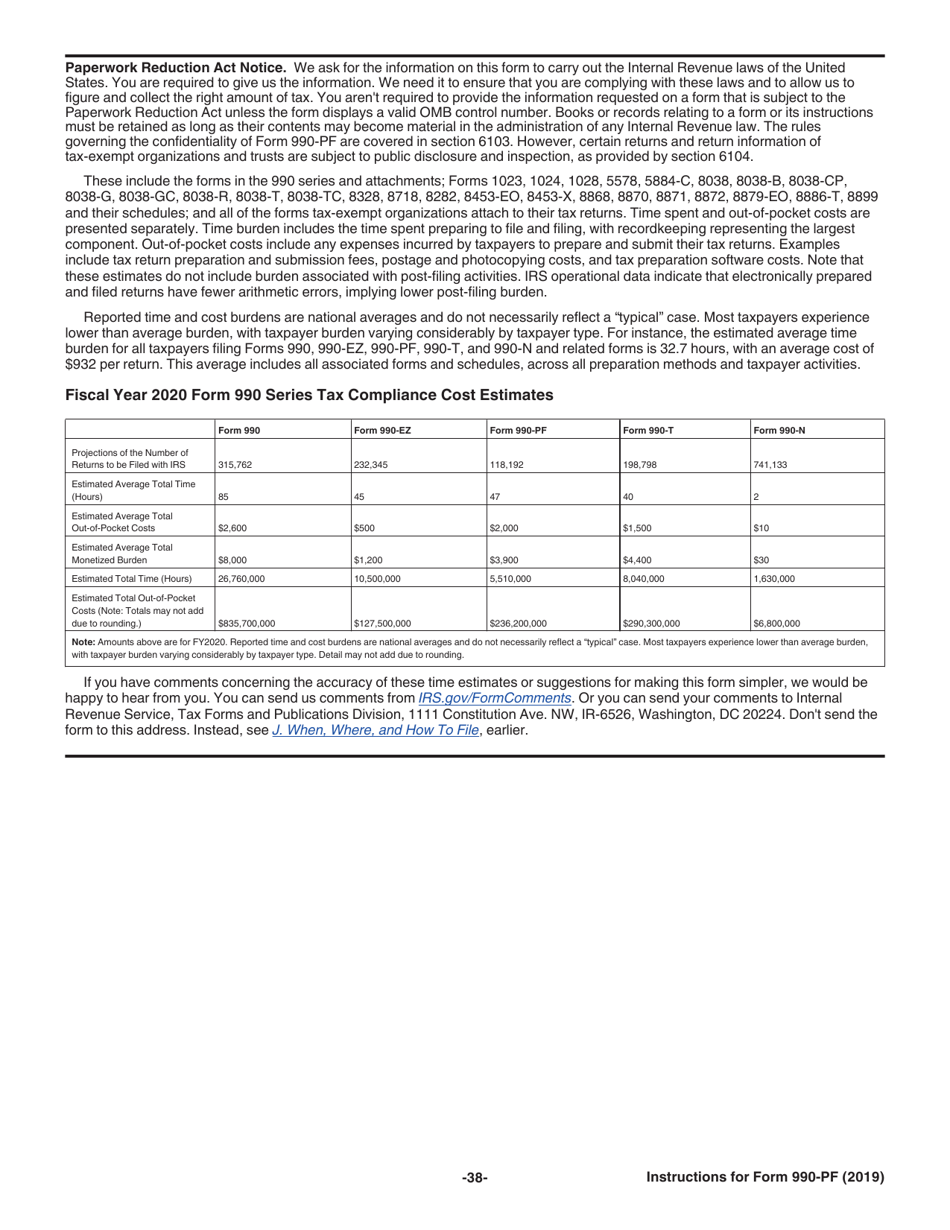 Instructions for IRS Form 990-PF Return of Private Foundation or Section 4947(A)(1) Nonexempt Charitable Trust Treated as a Private Foundation, Page 38