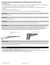 Form RCMP GRC5590E Non-resident Firearm Declaration Continuation Sheet - Canada, Page 2