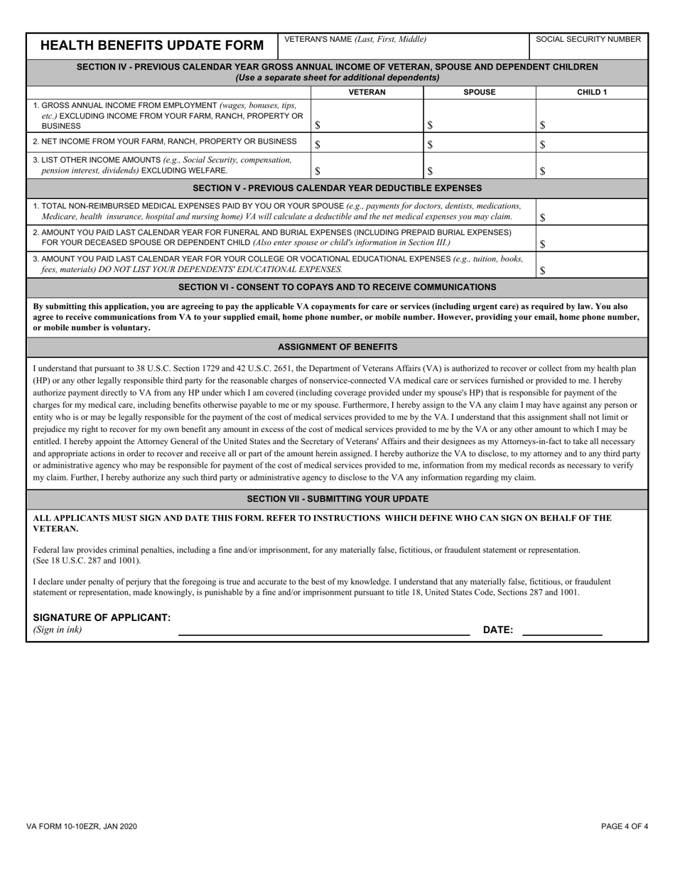 VA Form 10-10EZR - Fill Out, Sign Online and Download Fillable PDF ...