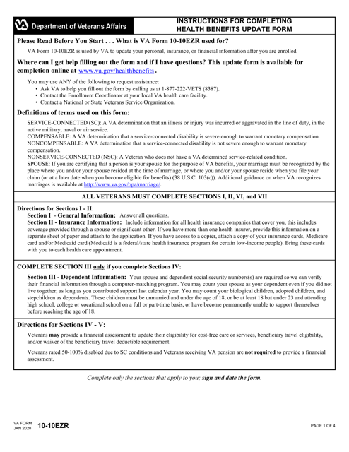 VA Form 10-10EZR Heath Benefits Update Form
