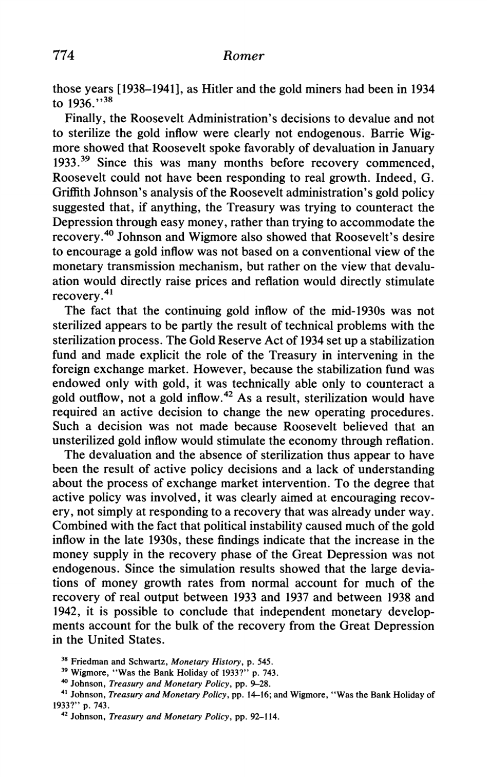 What Ended the Great Depression? - Christina D. Romer, the Journal of Economic History, Page 18