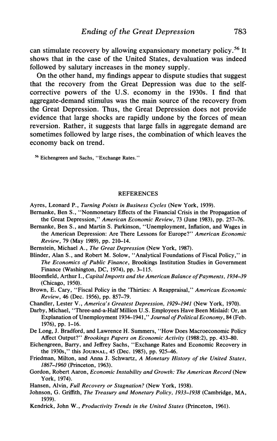 What Ended the Great Depression? - Christina D. Romer, the Journal of Economic History, Page 27