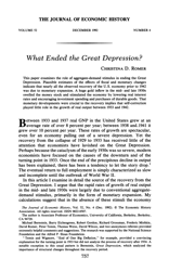 Document preview: What Ended the Great Depression? - Christina D. Romer, the Journal of Economic History