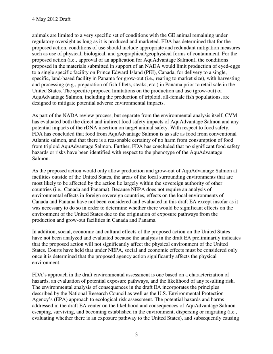 Preliminary Finding of No Significant Impact (Fonsi) for Aquadvantage Salmon, Page 4