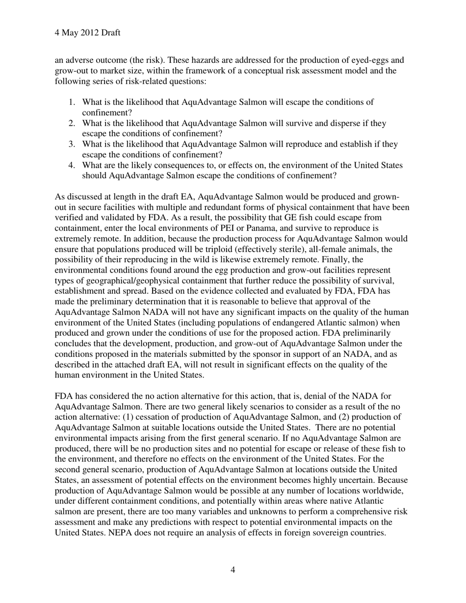 Preliminary Finding of No Significant Impact (Fonsi) for Aquadvantage Salmon, Page 5