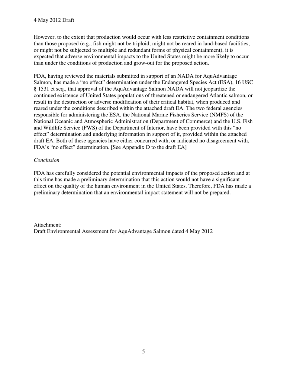 Preliminary Finding of No Significant Impact (Fonsi) for Aquadvantage Salmon, Page 6