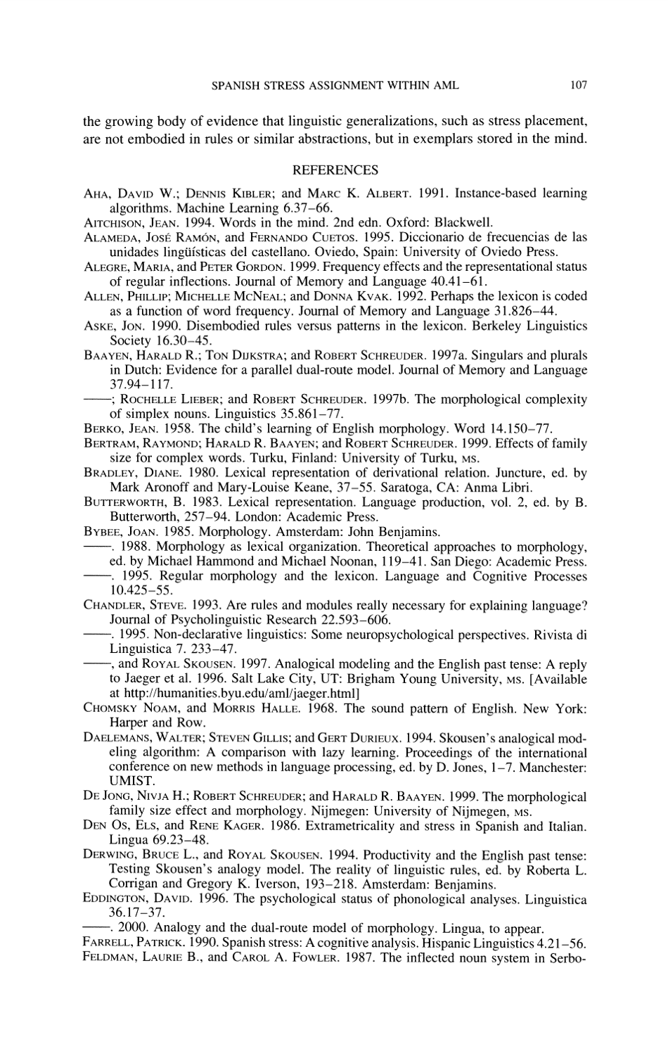 Spanish Stress Assignment Within the Analogical Modeling of Language - David Eddington, Linguistic Society of America, Page 17