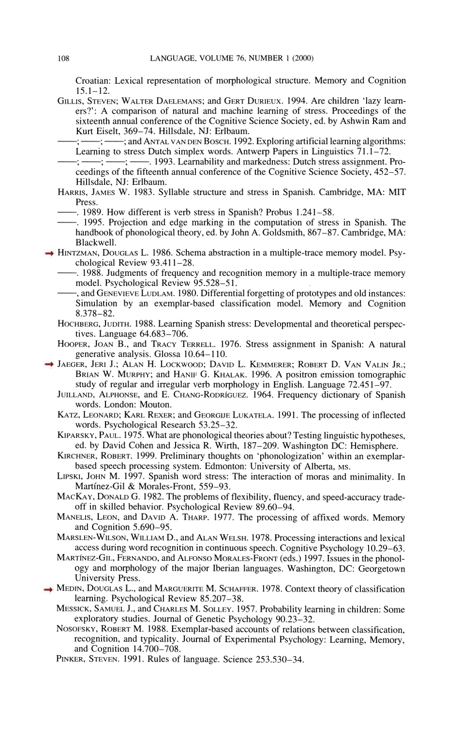 Spanish Stress Assignment Within the Analogical Modeling of Language - David Eddington, Linguistic Society of America, Page 18