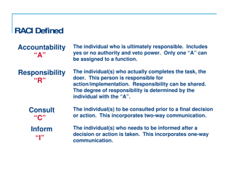 Responsibility Charting (Raci), Page 8
