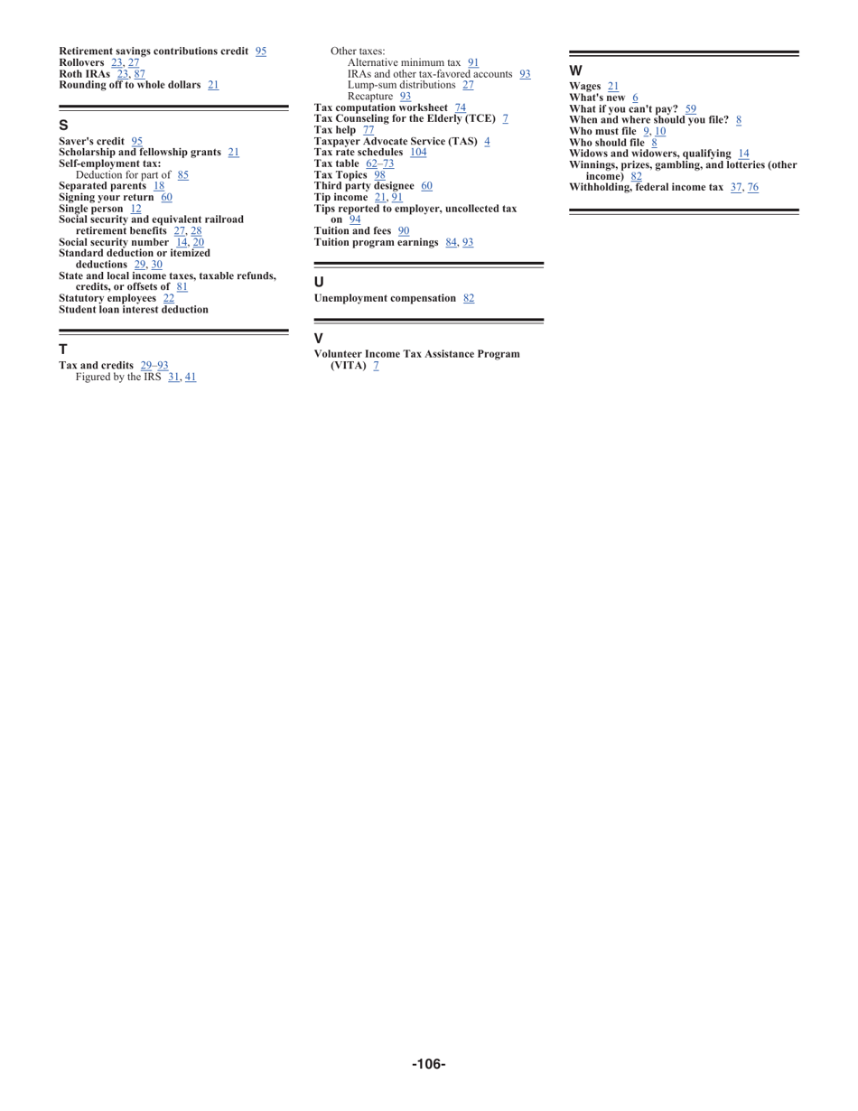 Instructions for IRS Form 1040, 1040-SR, Page 106