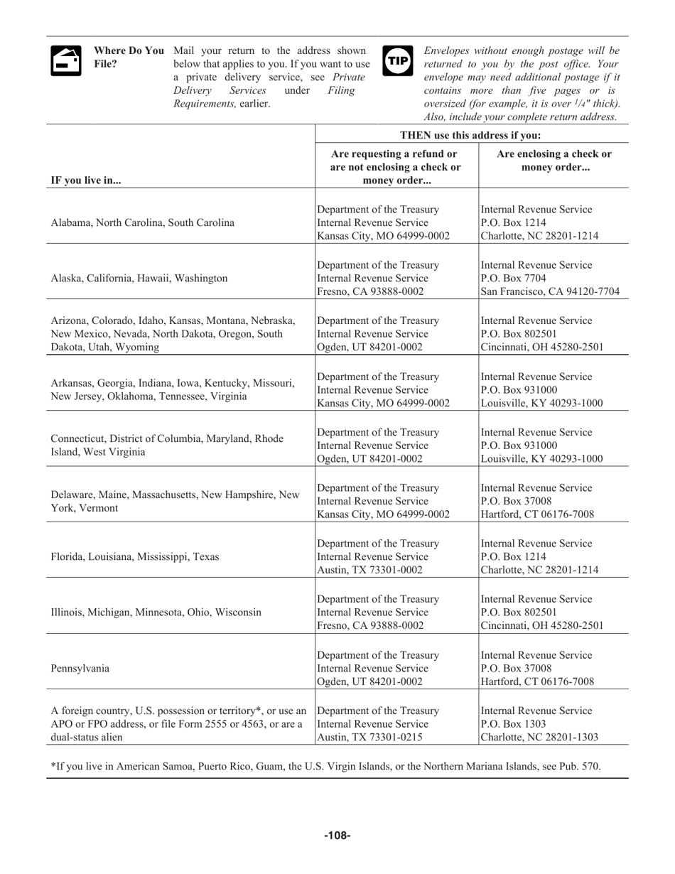 Instructions for IRS Form 1040, 1040-SR, Page 108