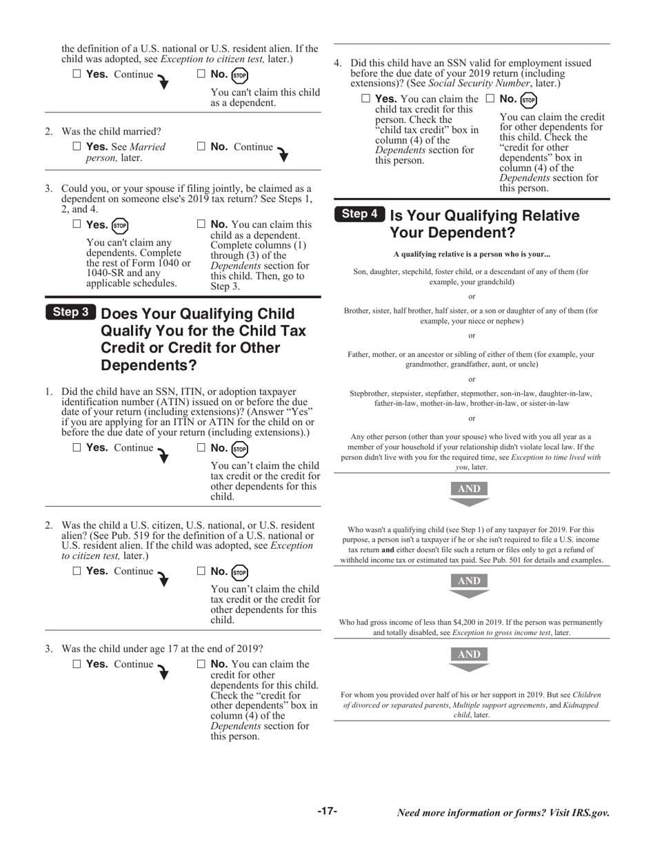 Instructions for IRS Form 1040, 1040-SR, Page 17
