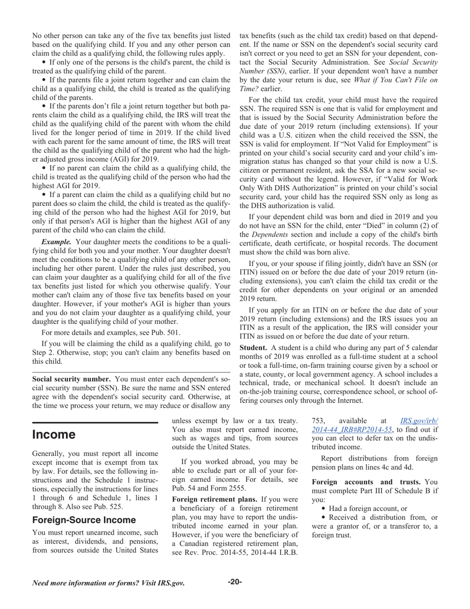 Instructions for IRS Form 1040, 1040-SR, Page 20