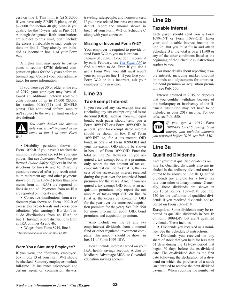 Instructions for IRS Form 1040, 1040-SR, Page 22