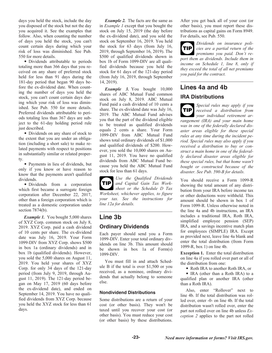 Instructions for IRS Form 1040, 1040-SR, Page 23