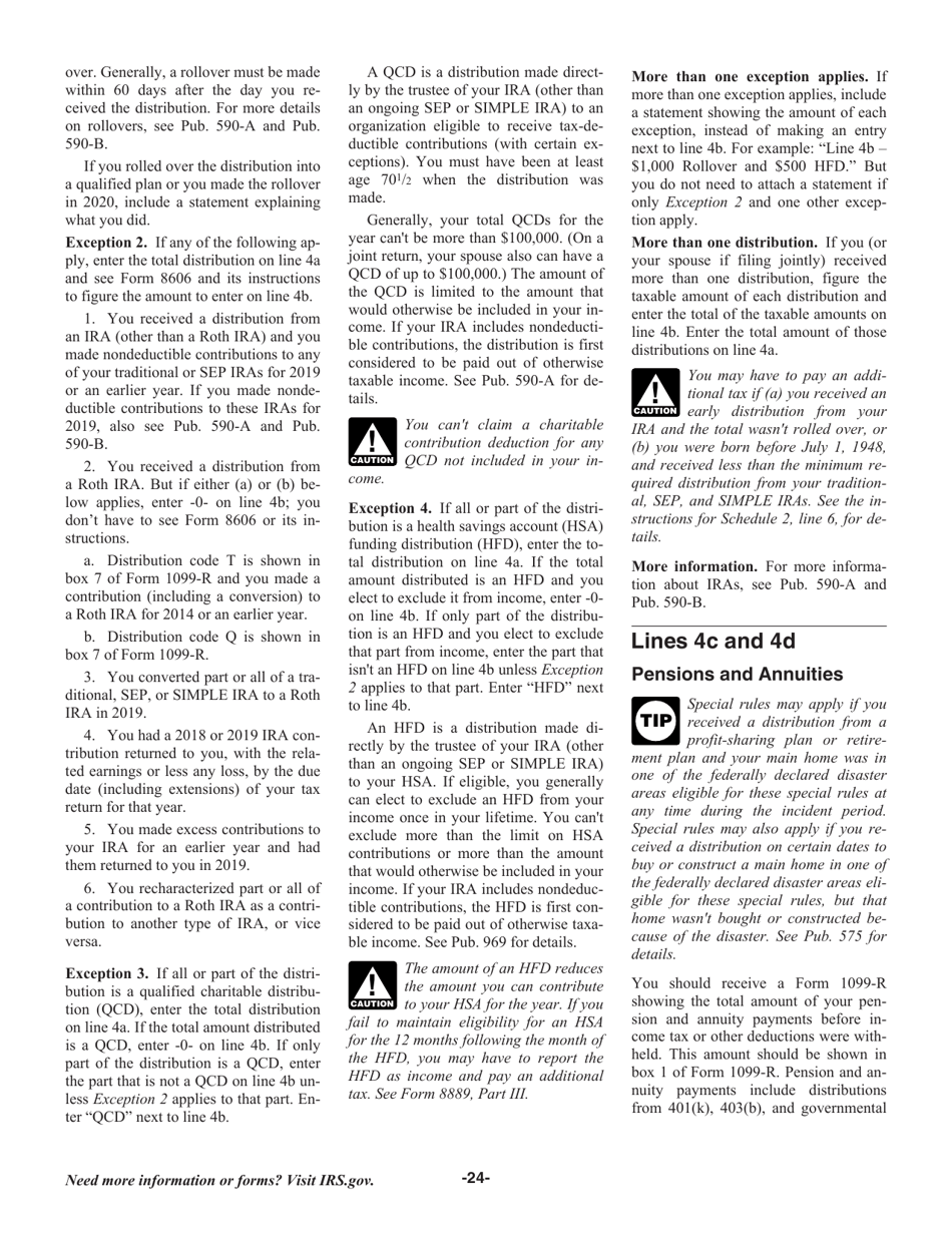 Instructions for IRS Form 1040, 1040-SR, Page 24