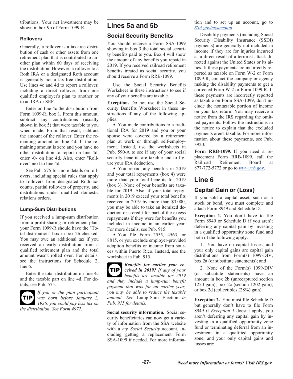 Instructions for IRS Form 1040, 1040-SR, Page 27