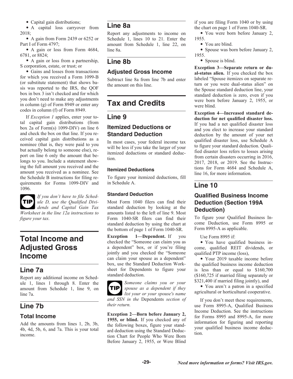 Instructions for IRS Form 1040, 1040-SR, Page 29