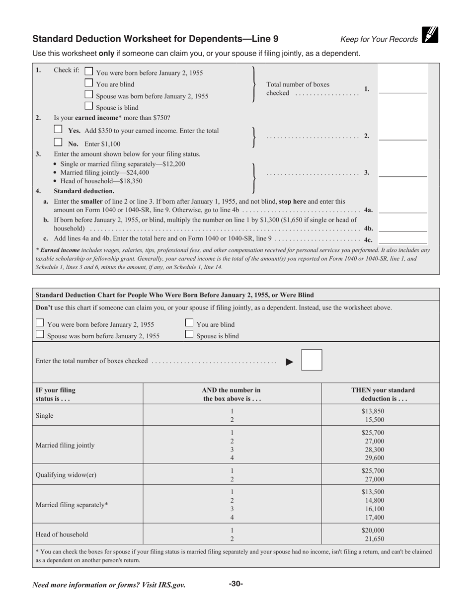 Instructions for IRS Form 1040, 1040-SR, Page 30